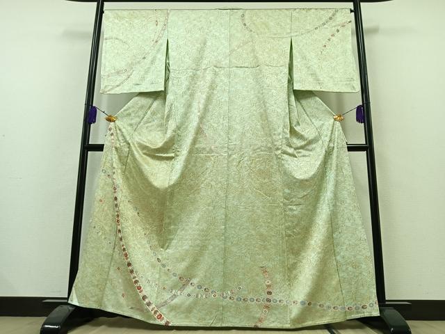 平和屋着物▽訪問着 単衣 鬘帯花文 金彩 正絹 逸品 未使用 AAAZ3969jh