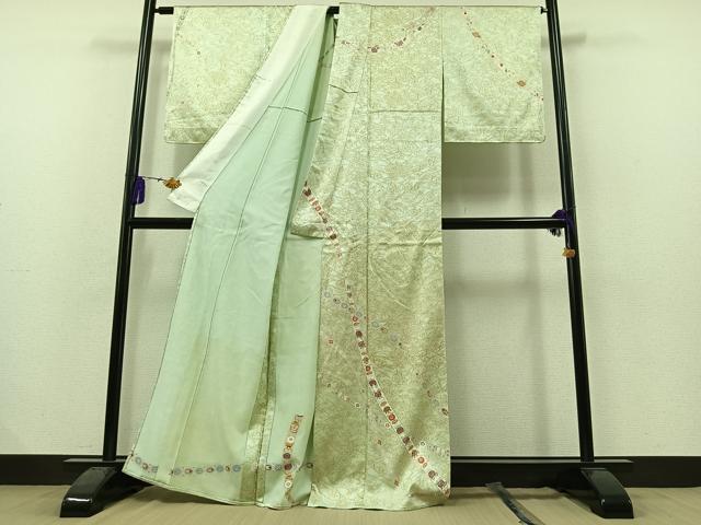 平和屋着物▽訪問着 単衣 鬘帯花文 金彩 正絹 逸品 未使用 AAAZ3969jh