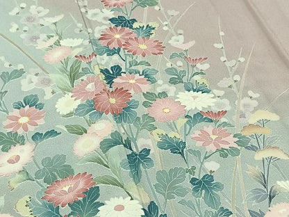 平和屋着物▽訪問着　単衣　作家物　草花文　暈し染め　正絹　逸品　未使用　AAAZ3970jh
