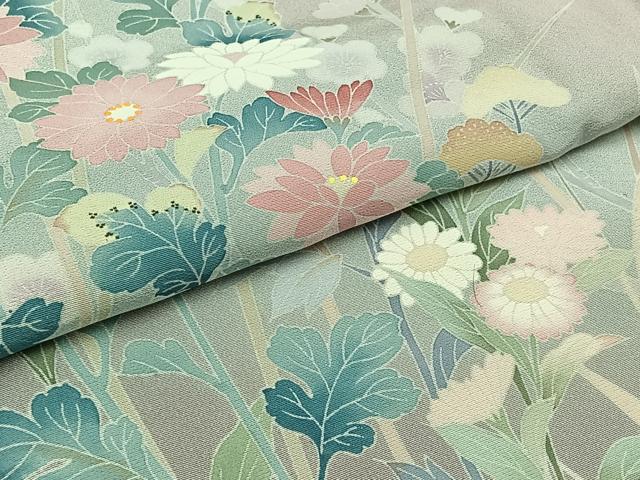 平和屋着物▽訪問着　単衣　作家物　草花文　暈し染め　正絹　逸品　未使用　AAAZ3970jh