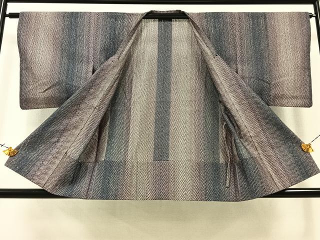 平和屋着物▽道行コート スリーシーズン 春夏秋 塵除け 組織 縞 正絹 逸品 AAAZ3971jh