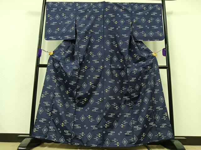 平和屋着物▽本場琉球絣　単衣　紬　正絹　逸品　未使用　AAAZ3975jh