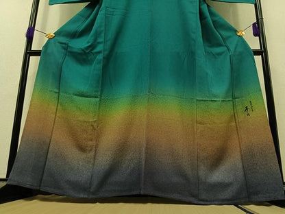 平和屋着物▽色留訪問着 単衣 作家物 霞文 暈し染め 正絹 逸品 AAAZ3976jh