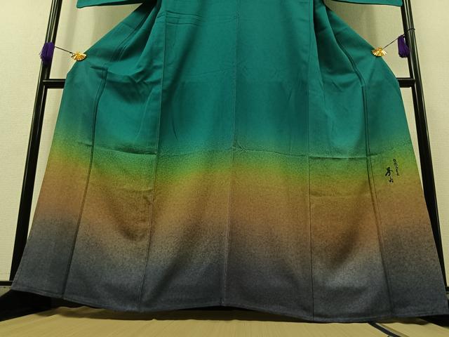 平和屋着物▽色留訪問着 単衣 作家物 霞文 暈し染め 正絹 逸品 AAAZ3976jh