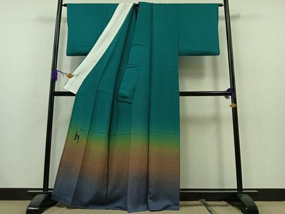 平和屋着物▽色留訪問着 単衣 作家物 霞文 暈し染め 正絹 逸品 AAAZ3976jh