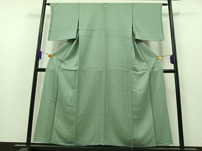 平和屋着物▽上質な色無地 単衣 青竹色 正絹 逸品 AAAZ3977jh