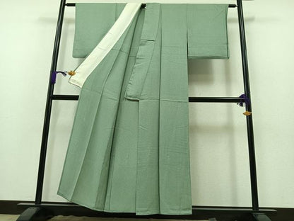 平和屋着物▽上質な色無地 単衣 青竹色 正絹 逸品 AAAZ3977jh