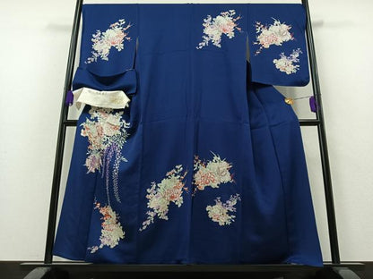 平和屋着物▽訪問着 単衣 雪輪花文 金彩 反端付き 正絹 逸品 未使用 AAAZ3978jh
