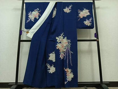 平和屋着物▽訪問着 単衣 雪輪花文 金彩 反端付き 正絹 逸品 未使用 AAAZ3978jh