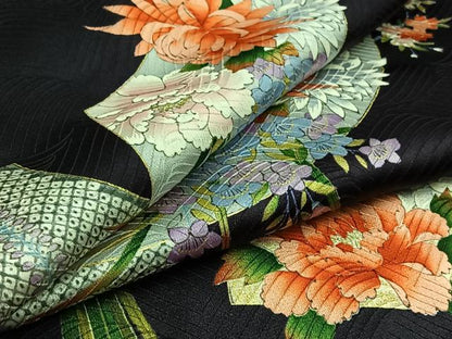平和屋着物▽上質な小紋 単衣 地紙花文 金彩 正絹 逸品 AAAZ3980jh
