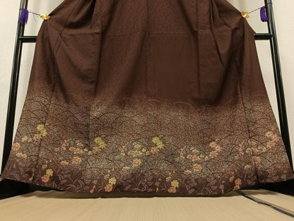 平和屋着物▽訪問着 単衣 草花文 洗える着物 AAAZ3984jh
