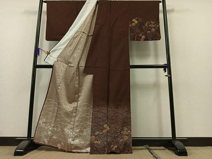 平和屋着物▽訪問着 単衣 草花文 洗える着物 AAAZ3984jh