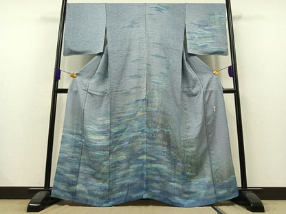 平和屋着物▽訪問着 単衣 作家物 霞文 正絹 逸品 AAAZ3985jh