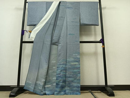 平和屋着物▽訪問着 単衣 作家物 霞文 正絹 逸品 AAAZ3985jh