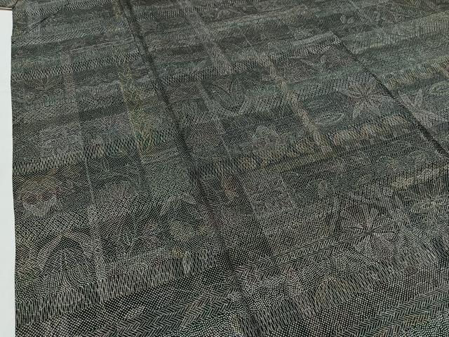 平和屋着物▽本場染大島紬 単衣 寄せ小紋柄 正絹 逸品 AAAZ3988jh