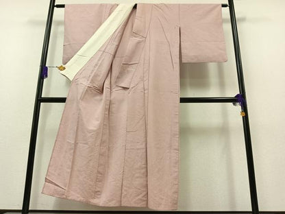 平和屋着物▽上質な紬 単衣 色無地 撫子色 正絹 逸品 AAAZ3989jh