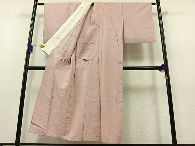 平和屋着物▽上質な紬 単衣 色無地 撫子色 正絹 逸品 AAAZ3989jh