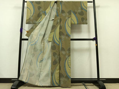 平和屋着物▽小紋 単衣 萩文 洗える着物 AAAZ3990jh