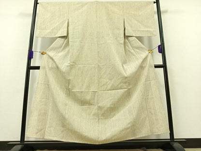 平和屋着物▽本塩沢 単衣 縞 正絹 逸品 AAAZ3992jh