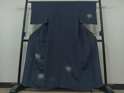 平和屋着物▽訪問着 単衣 刺繍 地紙兎文 暈し染め 金糸 金彩 鬼しぼ縮緬 やまと誂製 正絹 逸品 AAAZ3995jh