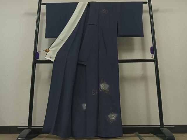 平和屋着物▽訪問着 単衣 刺繍 地紙兎文 暈し染め 金糸 金彩 鬼しぼ縮緬 やまと誂製 正絹 逸品 AAAZ3995jh
