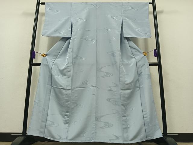 平和屋着物▽色無地 単衣 流水吉祥地紋 淡藤色 洗える着物 AAAZ4000jh