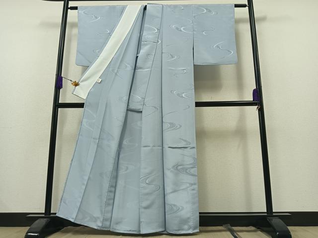 平和屋着物▽色無地 単衣 流水吉祥地紋 淡藤色 洗える着物 AAAZ4000jh