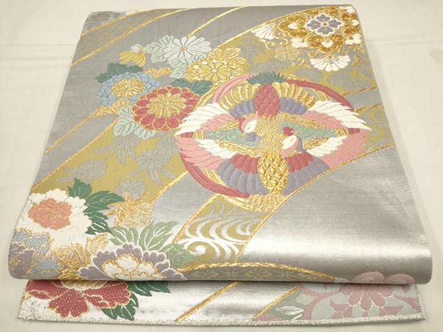 平和屋着物▼六通柄袋帯　唐織　花鳥丸文　金銀糸　正絹　逸品　AAAZ4145wj