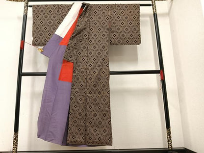 平和屋着物●本場大島紬　割り込み絣　菱丸文　正絹　逸品　未使用　AAAZ4492ph
