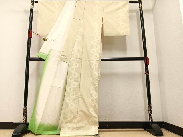 平和屋着物●上質な紬 亀甲間道 正絹 逸品 AAAZ4501ph