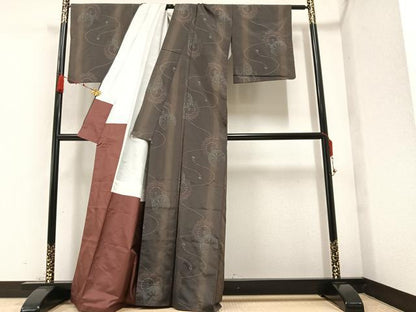 平和屋着物●本場大島紬　源氏車花文　正絹　逸品　AAAZ4503ph