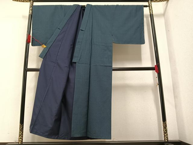 平和屋着物●お召　亀甲柄　正絹　逸品　AAAZ4506ph