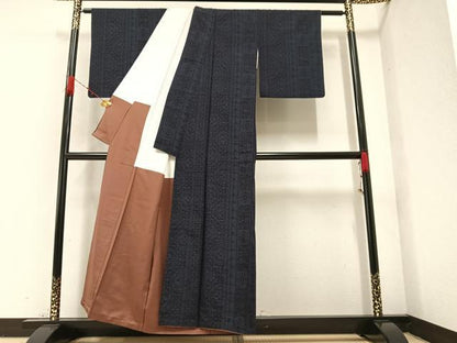 平和屋着物●結城紬 80亀甲 花間道 正絹 逸品 AAAZ4508ph