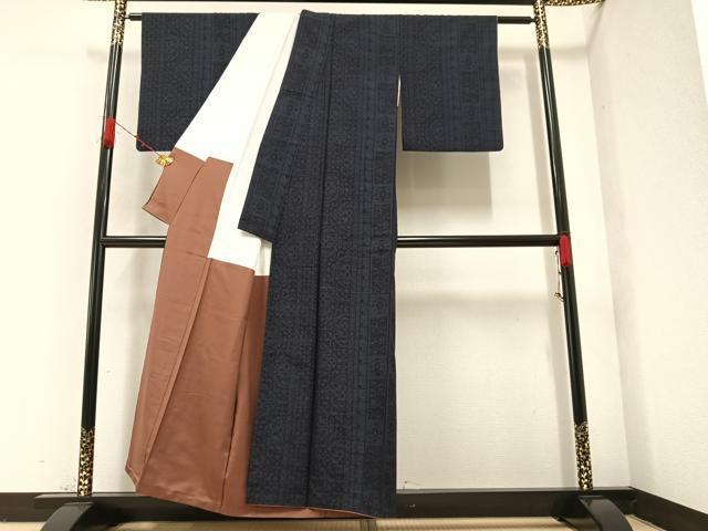平和屋着物●結城紬 80亀甲 花間道 正絹 逸品 AAAZ4508ph