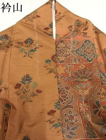 平和屋着物●訪問着 紬地 更紗草花文 暈し染め 正絹 逸品 AAAZ4512ph