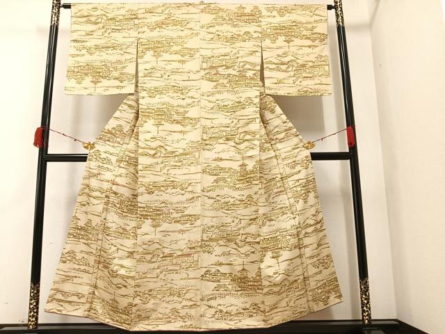 平和屋着物●本場染大島紬　風景文　正絹　逸品　AAAZ4522ph