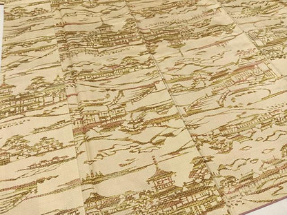 平和屋着物●本場染大島紬　風景文　正絹　逸品　AAAZ4522ph