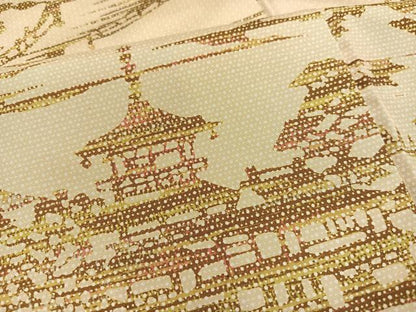 平和屋着物●本場染大島紬　風景文　正絹　逸品　AAAZ4522ph