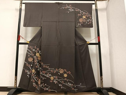 平和屋着物●訪問着　駒刺繍　絞り　松竹梅　金彩　正絹　逸品　AAAZ4544ph
