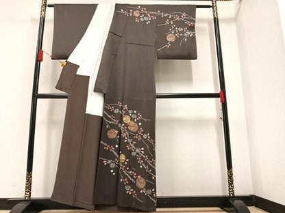 平和屋着物●訪問着　駒刺繍　絞り　松竹梅　金彩　正絹　逸品　AAAZ4544ph