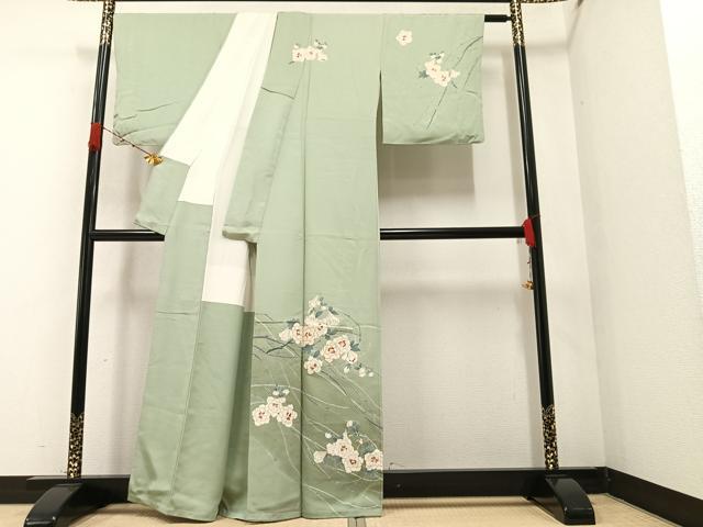 平和屋着物●訪問着 友禅 作家物 駒刺繍 枝花文 暈し染め 金彩 正絹 逸品 AAAZ4560ph