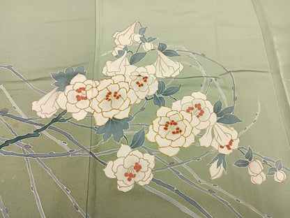 平和屋着物●訪問着 友禅 作家物 駒刺繍 枝花文 暈し染め 金彩 正絹 逸品 AAAZ4560ph