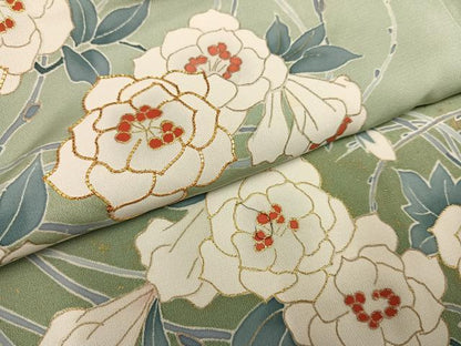 平和屋着物●訪問着 友禅 作家物 駒刺繍 枝花文 暈し染め 金彩 正絹 逸品 AAAZ4560ph