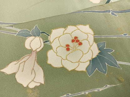 平和屋着物●訪問着 友禅 作家物 駒刺繍 枝花文 暈し染め 金彩 正絹 逸品 AAAZ4560ph