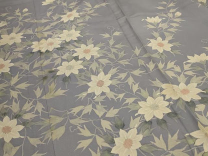 平和屋着物＊夏物　訪問着　絽　手描き　草花文　正絹　逸品　AAAZ4641jd