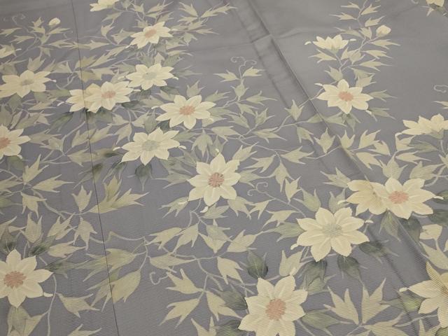 平和屋着物＊夏物　訪問着　絽　手描き　草花文　正絹　逸品　AAAZ4641jd