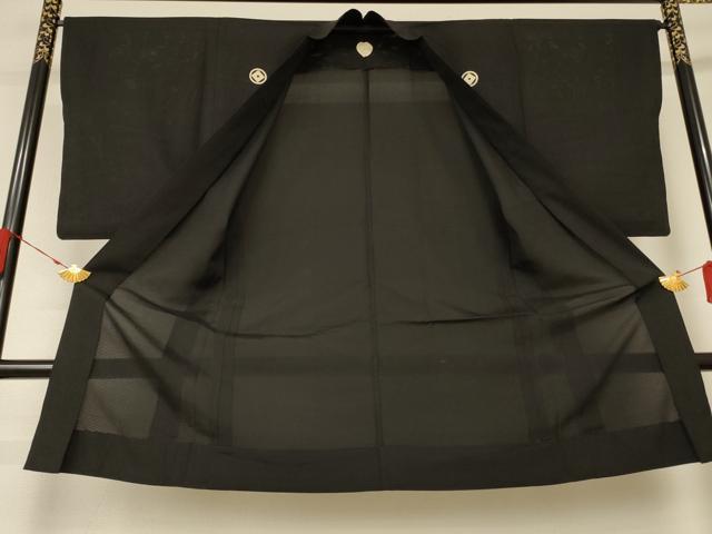 平和屋着物＊夏物 男性 黒紋付き 羽織セット 絽 正絹 逸品 AAAZ4720jd