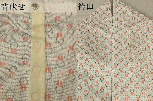 平和屋着物＊夏物　小紋　絽　丸文　洗える着物　AAAZ4725jd