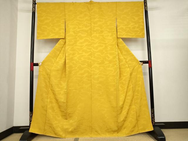 平和屋着物●上質な色無地 流水地紋 櫨染色 正絹 逸品 AAAZ4769ck