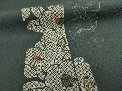 平和屋着物●訪問着 刺繍 短冊花文 椿 金彩 東武百貨店扱い 正絹 逸品 AAAZ4772ck